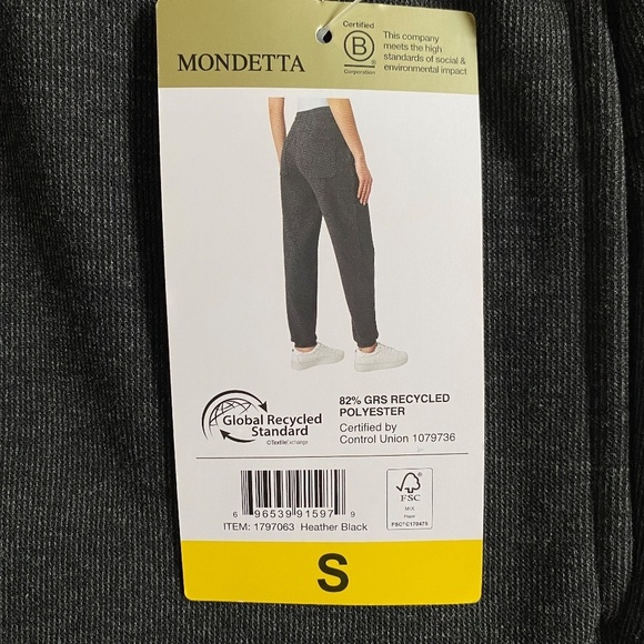 Mondetta Ladies’ Fleece Joggers, Heathered Black/Dark Gray, Small, NWT - Picture 4 of 15